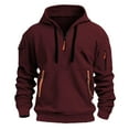 thumbnail image 1 of Siilsaa Men's Quilted Sweatshirt Casual Long Sleeve Outdoor Stand Collar Button Pullover Sweatshirts Wine,M, 1 of 2