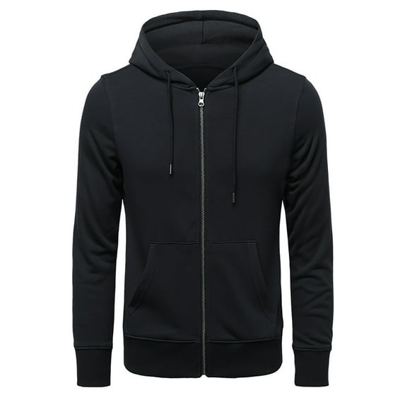 Siilsaa Men's Sherpa-Lined Full-Zip Fleece Hoodie Black,L
