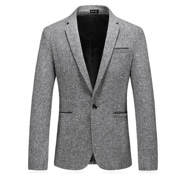 Siilsaa Men's Suit Jacket One Button Slim Fit Sport Coat Business Daily Blazer Grey,165