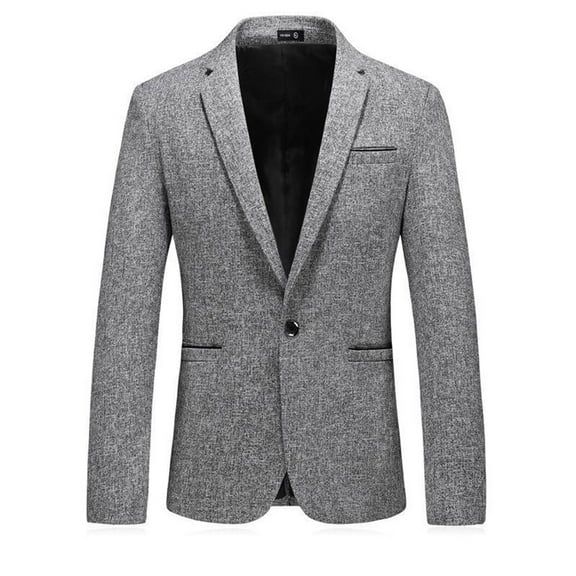 Siilsaa Men's Suit Jacket One Button Slim Fit Sport Coat Business Daily Blazer Grey,185