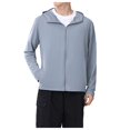 thumbnail image 1 of Siilsaa Men's Sun Protection Jacket Hooded Lightweight Full Zip Long Sleeve Cooling Hiking Fishing Performance Shirts GY2,2XL, 1 of 4