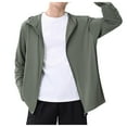 thumbnail image 1 of Siilsaa Men's Sun Protection Jacket Hooded Lightweight Full Zip Long Sleeve Cooling Hiking Fishing Performance Shirts Green,XL, 1 of 5