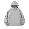 thumbnail image 1 of Siilsaa Mens 1/4 Zipper Running Hiking Rain Jacket Waterproof Lightweight Hooded Sweatshirts Drawstring Windbreak Pullover Hoodies with Pockets Light Gray,XL, 1 of 5