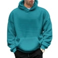thumbnail image 1 of Siilsaa Mens 2024 Casual Cotton Hooded Collar Drawstring Hoodies Pullover Sweatshirts Casual Long Sleeve Shirts Mint Green,3XL, 1 of 5