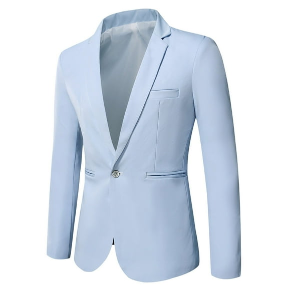 Siilsaa Mens Blazer Slim Fit Sport Coats Suit Jacket for Daily Business and Prom Party Blue,M