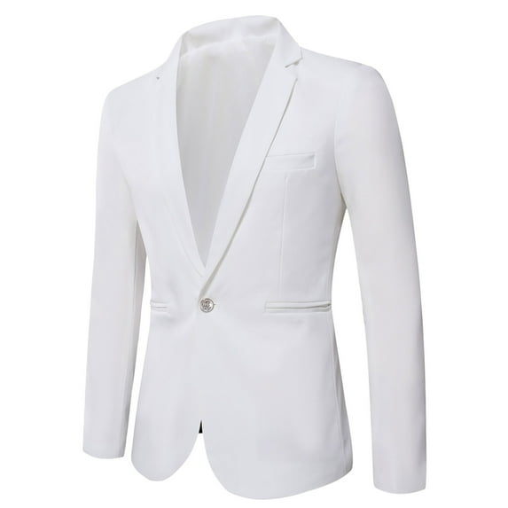Siilsaa Mens Blazer Slim Fit Sport Coats Suit Jacket for Daily Business and Prom Party White,M