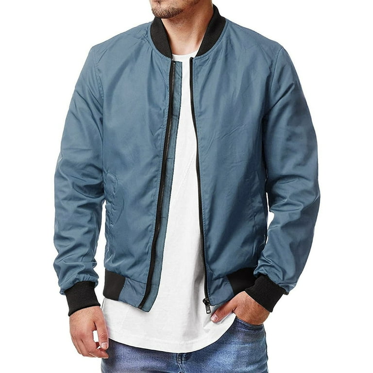 Siilsaa Mens Casual Jacket Lightweight Bomber Jacket Zip Up Causal