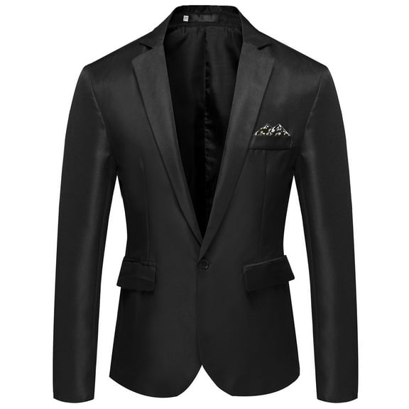 Siilsaa Mens Dress Suit Casual Blazer Jacket Slim Fit Sports Coat Business Suit Jackets One Button Black,XL