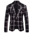 thumbnail image 1 of Siilsaa Mens Dress Suits Linen Cotton Casual Suits Blazer Jackets Lightweight Sports Coats Black,L, 1 of 4