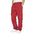 thumbnail image 1 of Siilsaa Mens Heavyweight Fleece Cargo Sweatpants Baggy Drawstring Elastic Waist Pockets Loose Fit Jogger Athletic Sweat Pants Red,3XL, 1 of 4