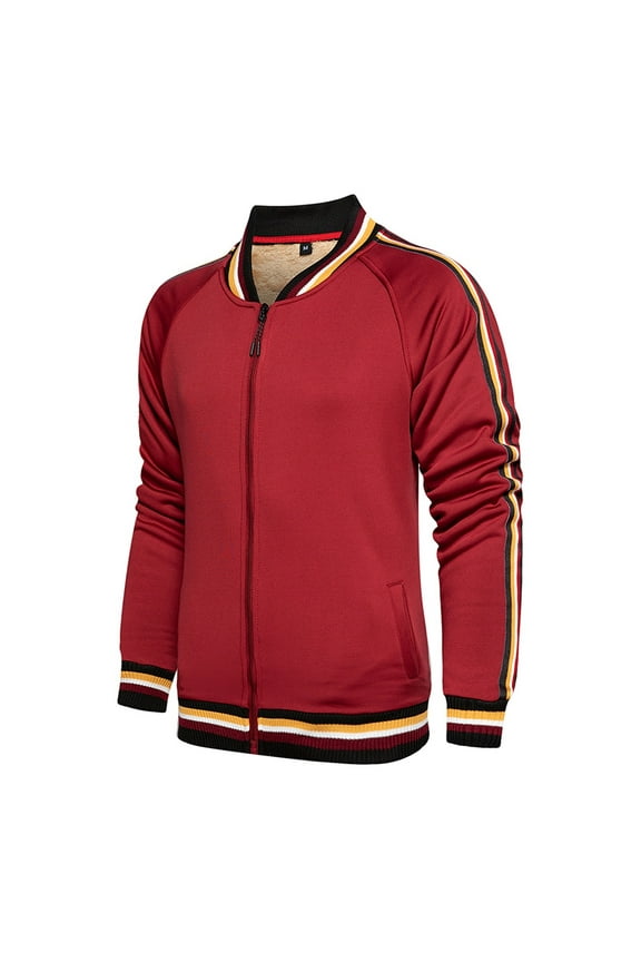 Mens Jacket Jacket Casual Bomber Jacket Stand Collar Canvas Jacket Zip Up Windbreaker Red,S