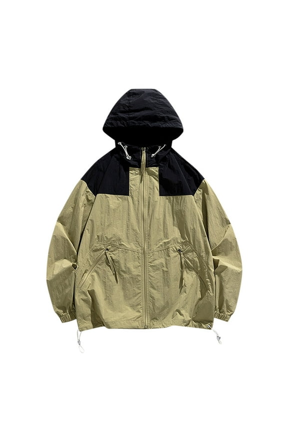 Mens Jackets Big And Tall Jacket Casual Bomber Jacket Stand Collar Canvas Jacket Zip Up Windbreaker with Hoodie Green,M