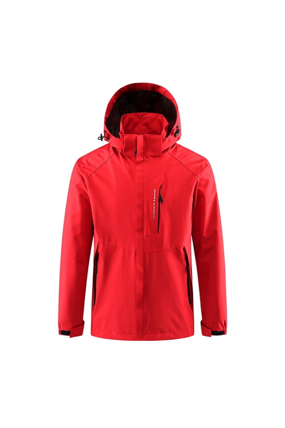 Mens Rain Jacket Waterproof Windbreaker Hidden Hooded Lightweight Breathable Rain Coat for Golf Hiking Cycling Red,M