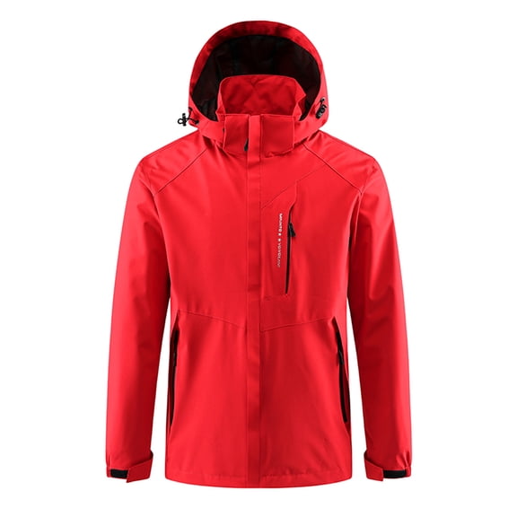 Siilsaa Mens Rain Jacket Waterproof Windbreaker Hidden Hooded Lightweight Breathable Rain Coat for Golf Hiking Cycling Red,M