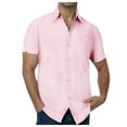 thumbnail image 1 of Siilsaa Mens Shirt Men's Regular-Fit Short-Sleeve Pocket Shirt(Pink,S), 1 of 6