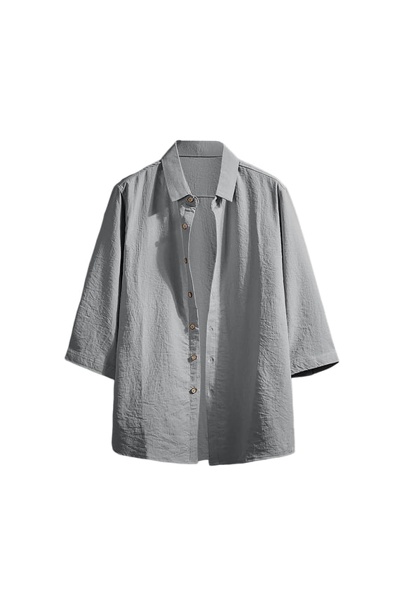 Mens Shirts Shirts for Men, Summer Mens Casual Short Sleeve Button Down Shirts(Grey,3XL)