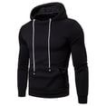 thumbnail image 1 of Siilsaa Mens Slim Fit Basic Pullover Hoodies Sweatshirt Lightweight Long Sleeve with Kanga Pocket Black,2XL, 1 of 4