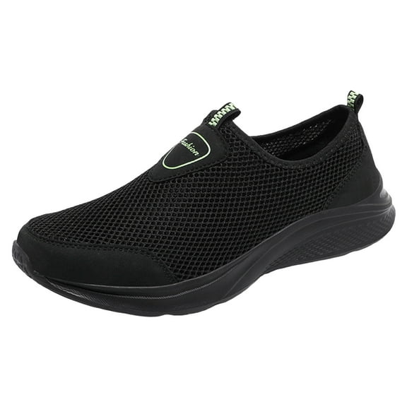 Siilsaa Mens White Casual Shoes Knit Slip-On Workout Shoes Walking Gym Sneakers Green,10.5