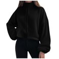 thumbnail image 1 of Siilsaa Oversized Crewneck Sweatshirt Women Womens Zip Up Hoodies Cropped Sweatshirts Fall Outfits Casual Hooded Pullover Sweaters Tops Winter Clothes 2024 Black,L, 1 of 5