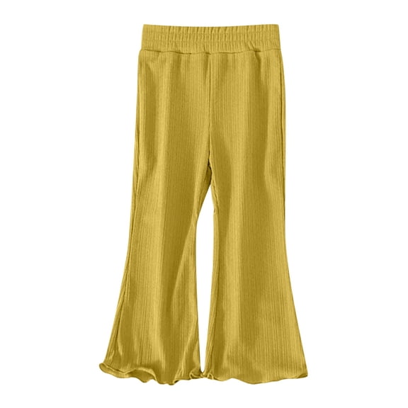 Siilsaa Pants For Teen Girls Girls' Casual Jogger Sweatpants Soft Active Athletic Kids Joggers with Pockets & Drawstring Yellow,6-12 Months