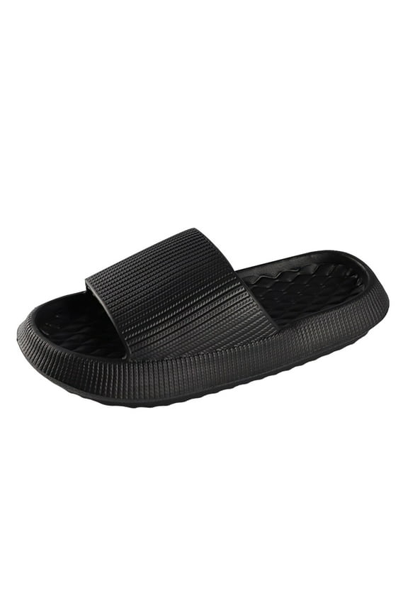 Pillow Slippers for Women and Men | House Slides Shower Sandals | Cushioned Thick Sole Black,10