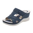 thumbnail image 1 of Siilsaa Platform Sandals Women Women Basic Plain Slippers Slip On Sandals Slides Casual Peep Toe Beach Blue,6.5, 1 of 6