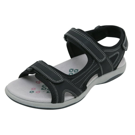 Siilsaa Platform Sandals Women Women's Platform Sandals Casual Summer, Comfortable with Adjustable Buckle Black,7