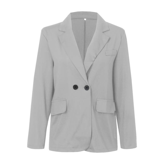 Siilsaa Plus Size Blazers for Curvy Women Casual Work Office Blazer Lightweight Stretch Ponte Jacket Grey,S