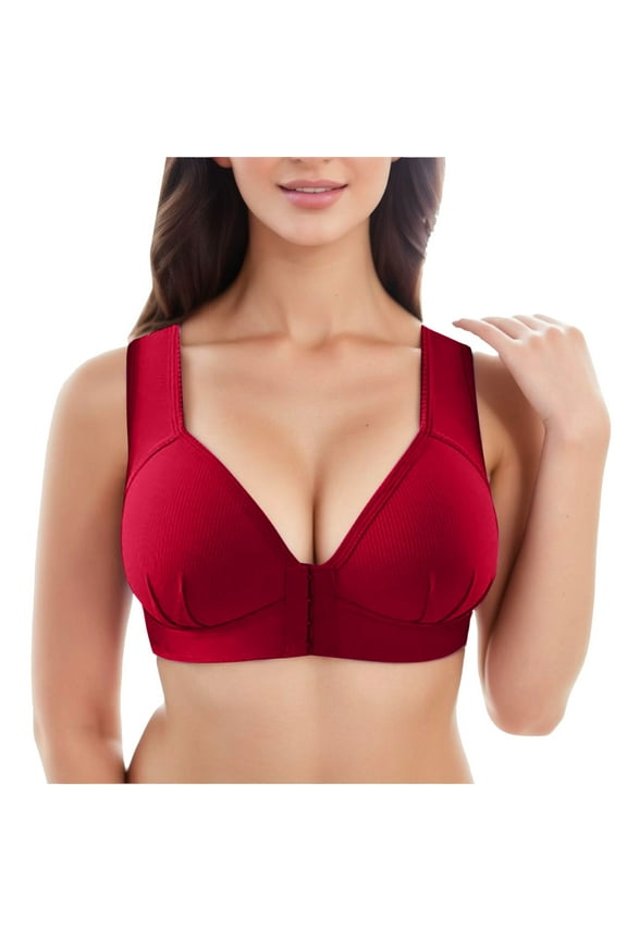 Plus Size Lingerie Women's Sheer Mesh Bra See Through Sexy Lace Unlined Wireless Plunge Triangle Bra Red,M