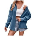 thumbnail image 1 of Siilsaa Plus Size Women Cardigan 2024 Long Sleeve Open Front Hoodie Knit Sweater Cardigan Outwear Blue,XL, 1 of 5