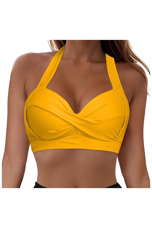 Tankini Swimsuits for Women Bikini Tops for Women Bathing Suit Swim Tops Sexy Triangle Bikini Top Orange,XL