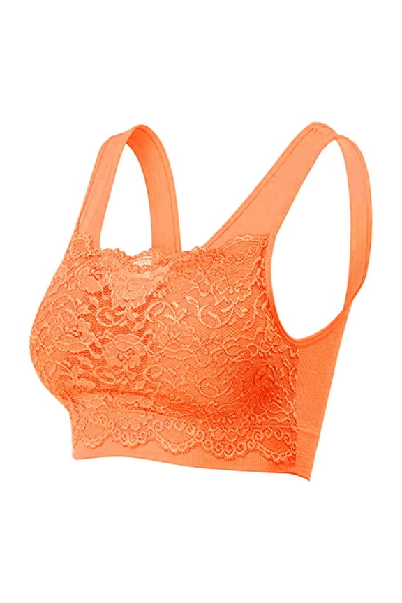 Racerback Bras for Women Sports Bras for Women Support Underwire Cross Back Large Bust Cool Comfort Molded Cup Orange,2XL