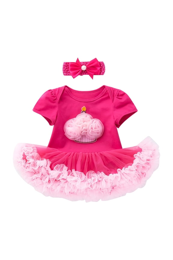 Romper Baby Girl Clothes Solid Ruffle Short Sleeve Romper Bodysuit Tops One Piece Jumpsuit Hot Pink,73