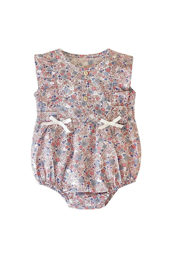 Romper Baby Girl Girl Bodysuit Romper Solid Ruffle Onsies Cotton Girls Outfit Clothes Pink,24M