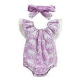thumbnail image 1 of Siilsaa Rompers for Baby Girls Baby Girl Outfits Ruffle Romper Jumpsuit Bodysuit Purple,86, 1 of 8