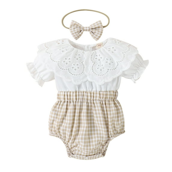 Siilsaa Rompers for Girls Girls Short Sleeve Floral Printed Romper Bodysuits White,90