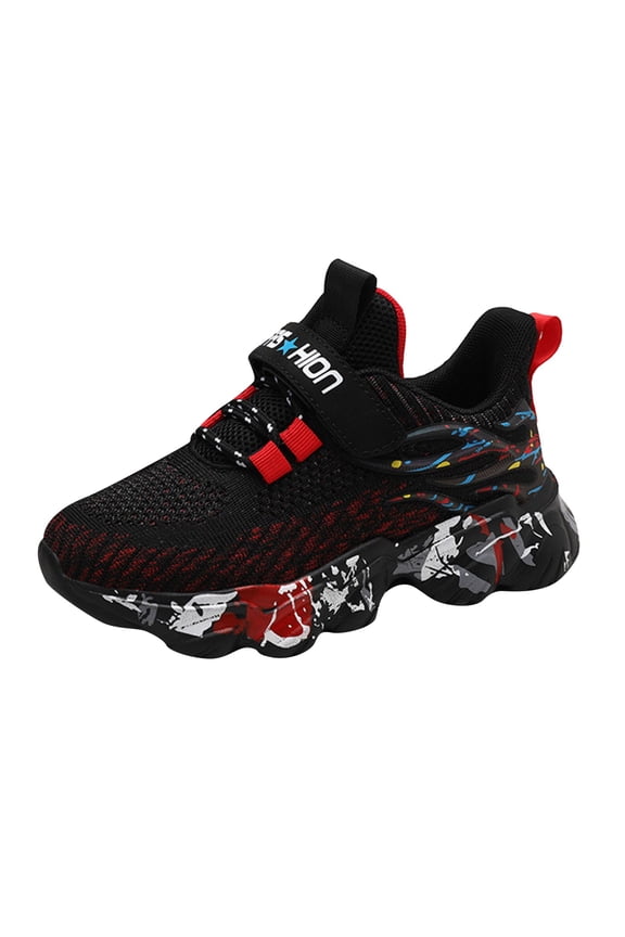 Running Shoes Sneakers for Boys Slip-on Sneakers Comfort Sole Lightweight Running Walking Shoes Red,10-10.5 Years