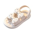thumbnail image 1 of Siilsaa Sandals for Girls Girls Sandals Cute Open Toe Breathable Summer Shoes with Rubber Sole Beige,11, 1 of 6