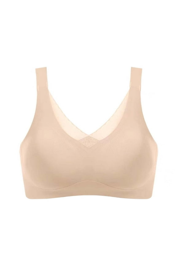 Seamless Post-Surgery Bra for Women, Mastectomy Bra with Cotton Breast Forms Beige,M