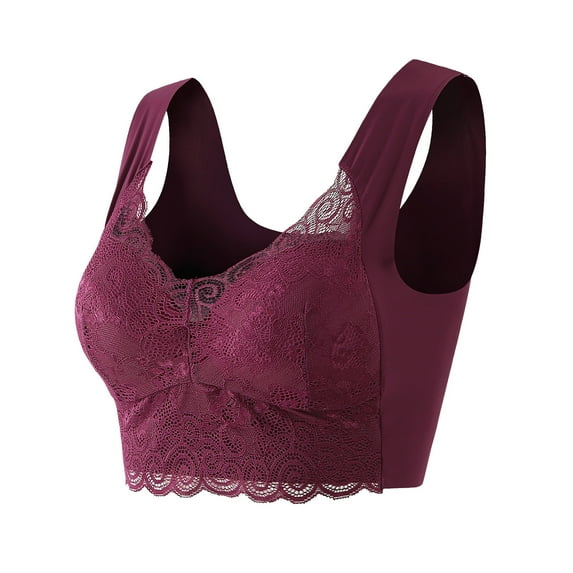 Siilsaa Sexy Lingere Sexy Lace Bras for Women Plus Size Push Up Bra Full Coverage Underwire Bra Purple,XL