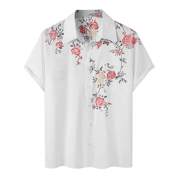 Siilsaa Shirt Men Men's Shirts Short Sleeve Casual Shirts Button Down Shirt for Men Beach Summer Wedding Shirt(Light Pink,2XL)