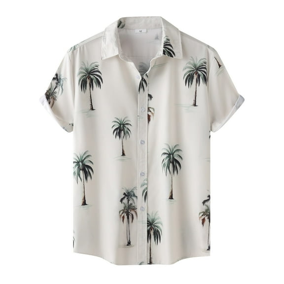 Siilsaa Shirt Men Men's Western Cowboy Short Sleeve Pearl Snap Casual Button Down Up Work Shirts(Beige,S)