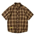 thumbnail image 1 of Siilsaa Shirt for Men Men's Summer Short Sleeve Button Down Shirts(Coffee,4XL), 1 of 3