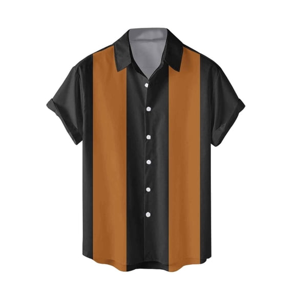 Siilsaa Shirts Men Mens Short Sleeve Button Down Shirts 100% Cotton Plaid Men's Casual Button-Down Shirts with Pocket(Coffee,M)