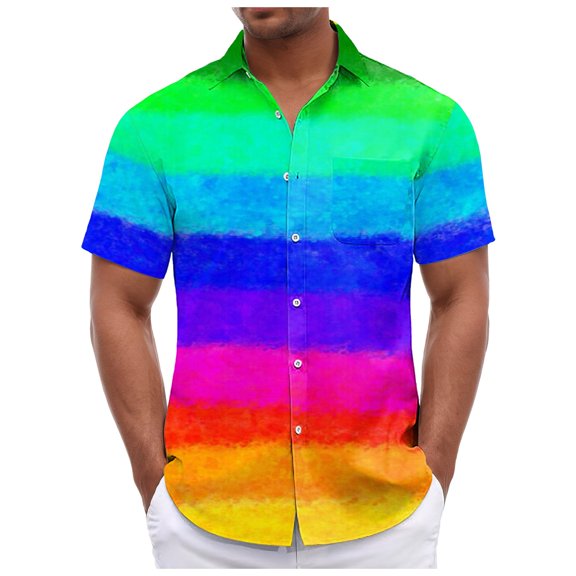 Siilsaa Shirts for Men Men's Western Cowboy Short Sleeve Pearl Snap Casual Button Down Up Work Shirts(Watermelon Red,M)