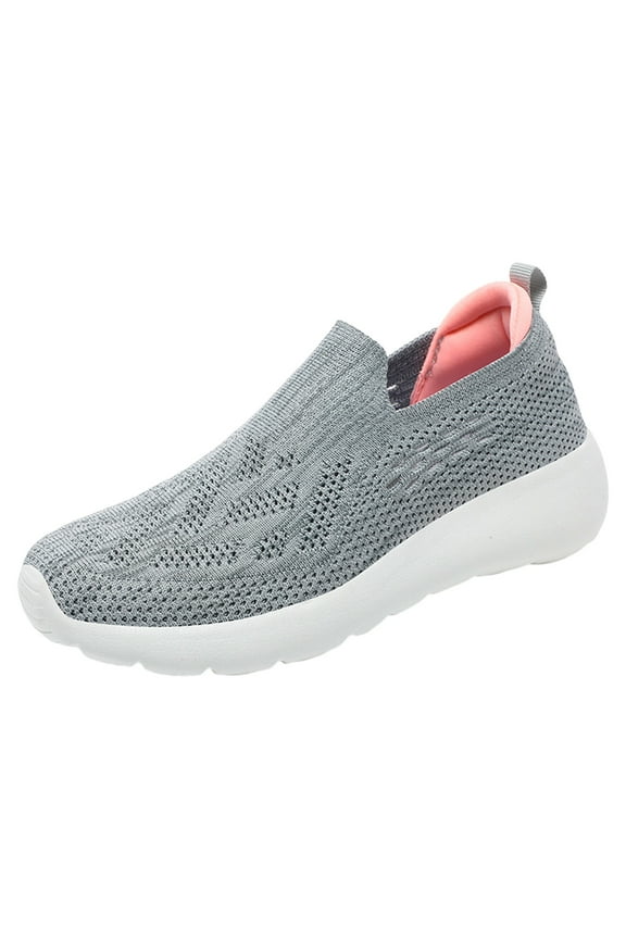 Slip Resistant Work Shoes for Women Princess Wide Women's Shoes Slip-On Sneaker Grey,7.5