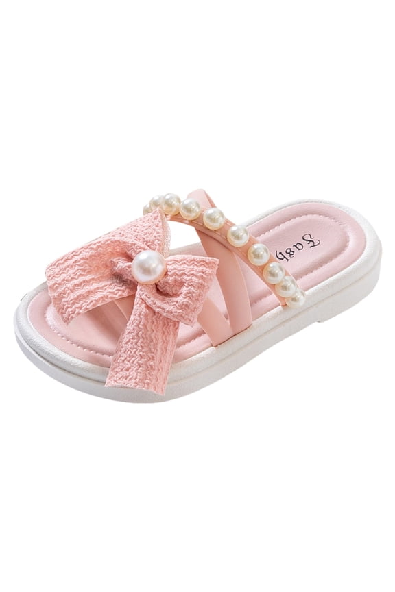 Slippers for Girls Indoor and Outdoor Flower Pearl Decoration Comfy Lightweight Pink,13
