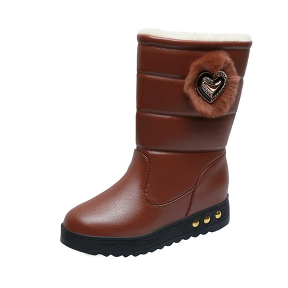 Siilsaa Snow Women Boots Women Ladies Snow Boots Waterproof Mid-Calf Boots Warm Shoes Brown,7
