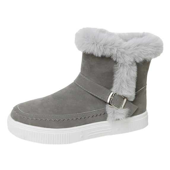 Siilsaa Snow Boots Women Men's and Women's Classic Lined Puff Boot Winter Boots Grey,7