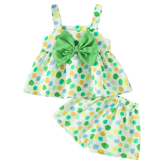 Siilsaa Spring Outfits for Girls Girls Clothes Ruffle Hem Sleeveless Top and Floral Print Pant 2Pcs Outfit Set Green,12